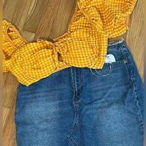 Target Wild Fable Yellow Gingham Crop Top NWT